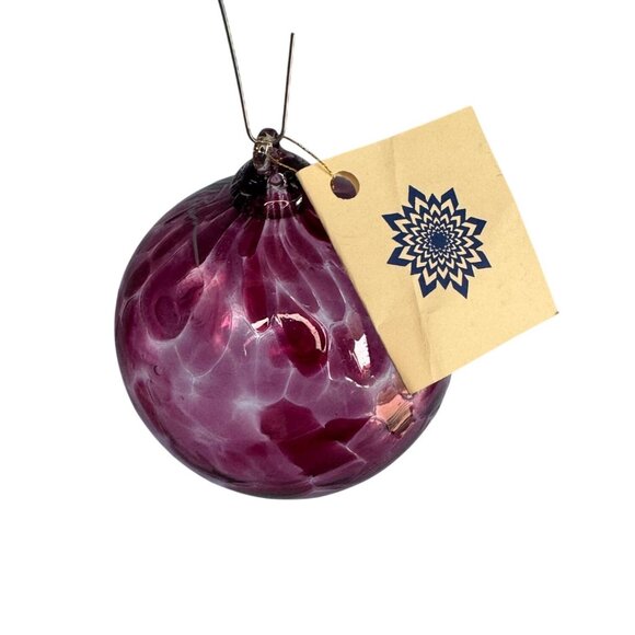 Handblown Spirit Ball Signed By Bruce Grauf 3.5" Purple Glass Ornament Made In U